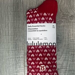 NWT lululemon athletica Red and White Heart Socks